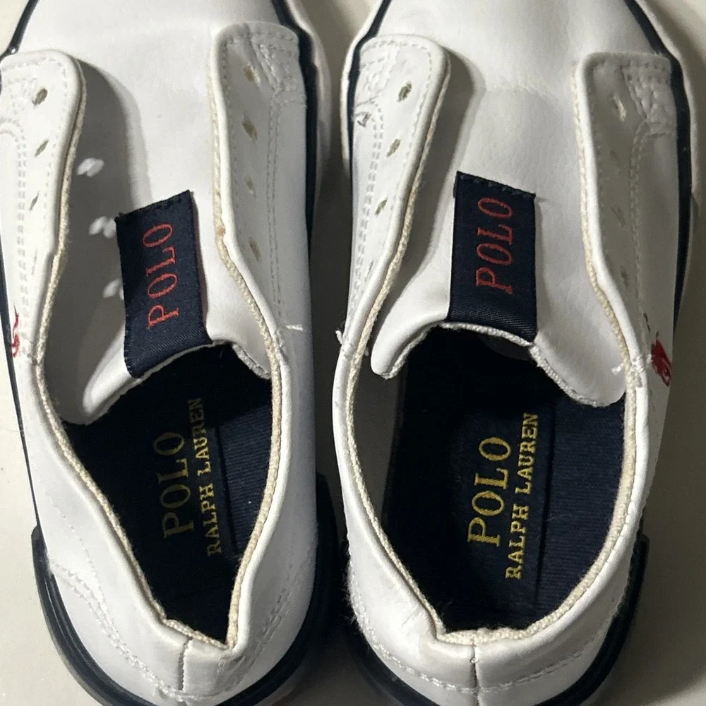Polo Ralph Lauren Kids White Slip On Sneakers w/ Logo Size 7 (toddler). No Laces